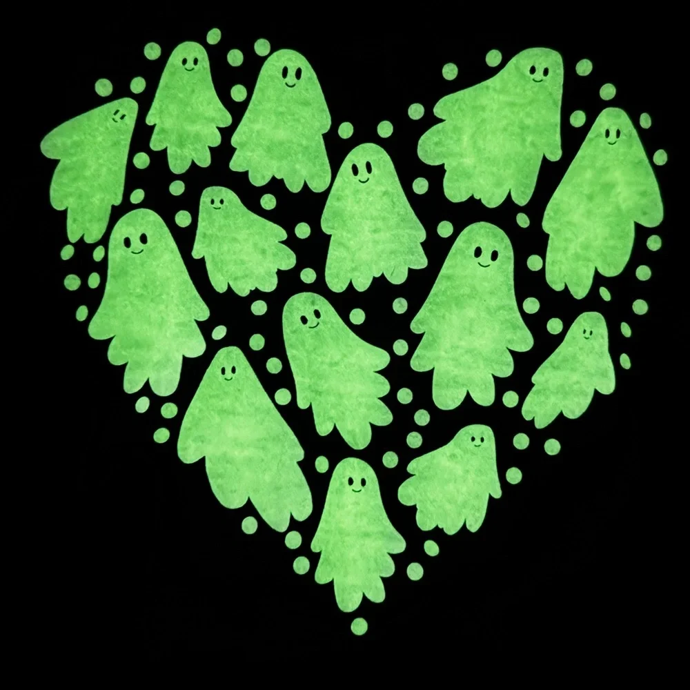 Cat & Jack XL (14) Black Ghost Halloween Graphic Women's Tee - glow in the dark - Picture 3 of 5